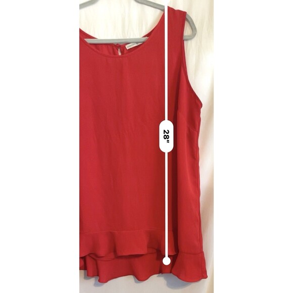 Signature Collection Shirt Sleeveless Hi-low Ruffle Hem Red Blouse Women’s 1X - Picture 10 of 10